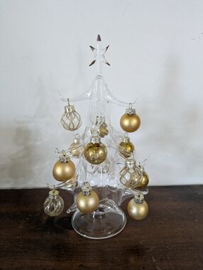 Vintage Murano Soffieria Parise Italian Art Glass Christmas Tree Gold Ornaments